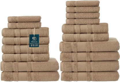 6-Piece Bath Towels Set, 100% Turkish Cotton Premium Quality Bathroom Towels, Soft and Absorbent Turkish Towels, Set Includes 2 Bath Towels, 2 Hand Towels and 2 Washcloths (Grey)