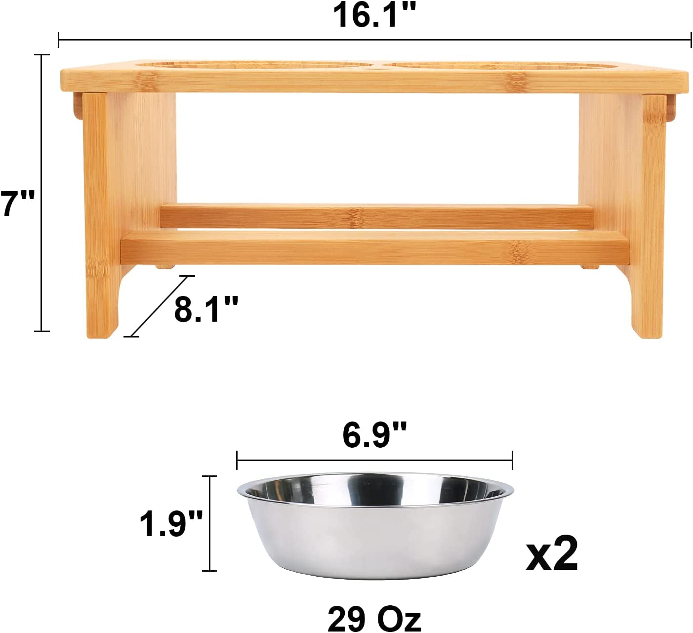 Elevated Dog Bowls,Raised Dog Bowl Stand with 2 Stainless Steel Bowls,Elevated Raised Dog Bowls for Large Medium Small Sized Dogs