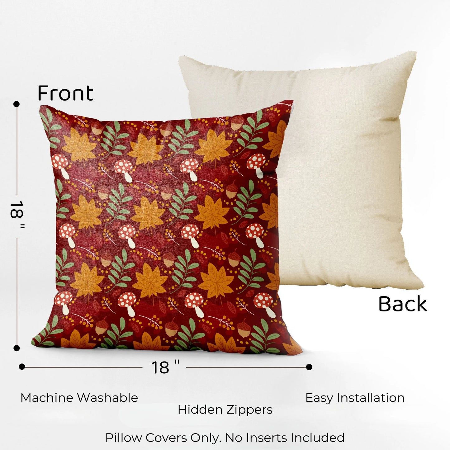 Fall Pillow Covers 18X18 Inch Set of 4 Maple Leaf Autumn Decorations Pillow Covers Holiday Rustic Linen Pillow Case for Sofa Couch Farmhouse Thanksgiving Fall Decorations Throw Pillow Covers