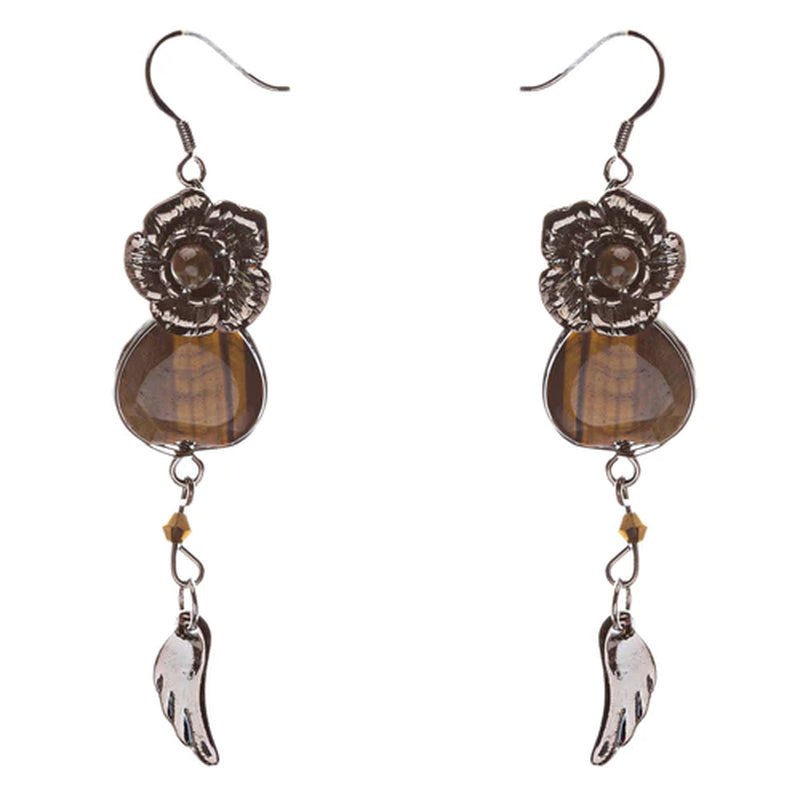 Beaded Boho Floral Hook Earrings Fashion Floral Formica Linear Dangle Earring Brown SALE