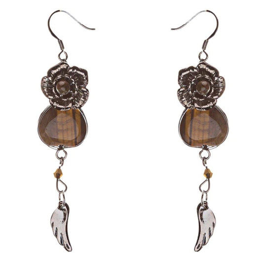 Beaded Boho Floral Hook Earrings Fashion Floral Formica Linear Dangle Earring Brown SALE