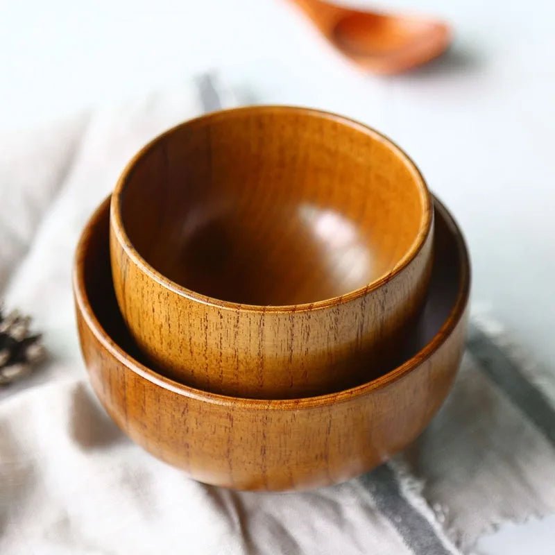 Japanese Style Wooden Bowl Natural Wood Bowl Tableware for Fruit Salad Noodle Rice Soup Kitchen Utensil Dishes 7 Sizes