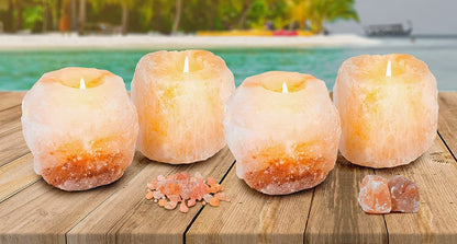 2.5 Lbs 4 Pack Natural Himalayan Salt Tea Light Candles Holder | Great Room Decor