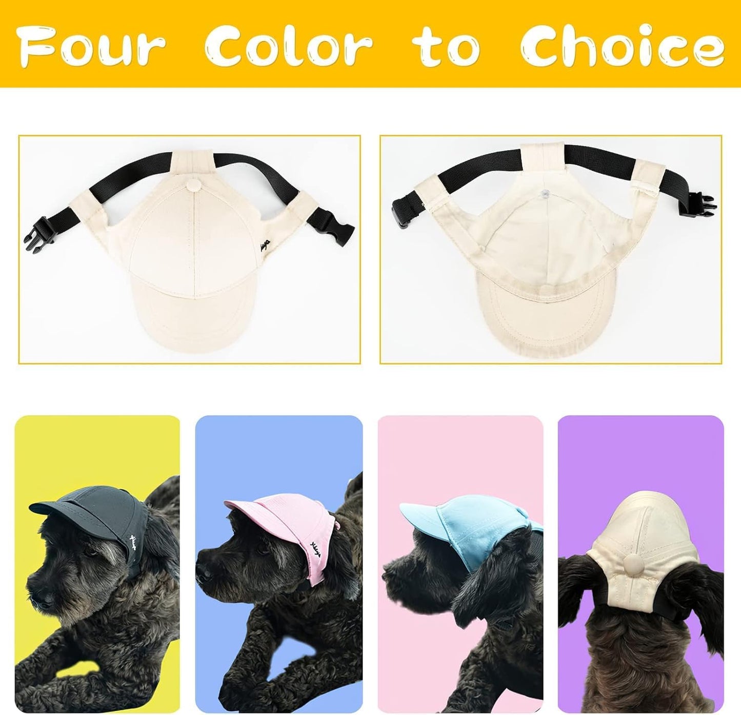 Dog Hat Asummer Dog Baseball Cap Pet Puppy Visor Hats Sunbonnet Outfit with Ear Holes Doggy Cat Goggles for Small Medium Breed (Beige Hat, Small)