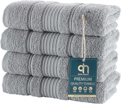 6-Piece Bath Towels Set, 100% Turkish Cotton Premium Quality Bathroom Towels, Soft and Absorbent Turkish Towels, Set Includes 2 Bath Towels, 2 Hand Towels and 2 Washcloths (Grey)