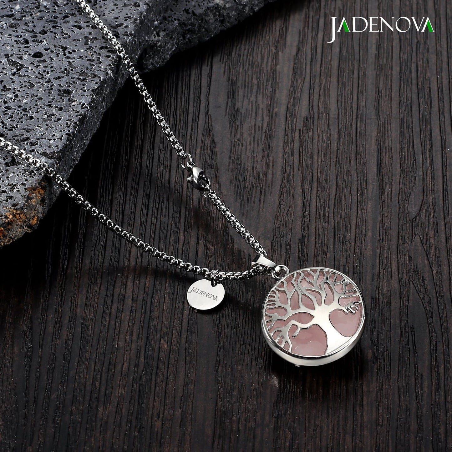 Family Tree Necklace Tree of Life Gemstone Crystal Pendant Necklace 24 Inches Stainless Steel Chain