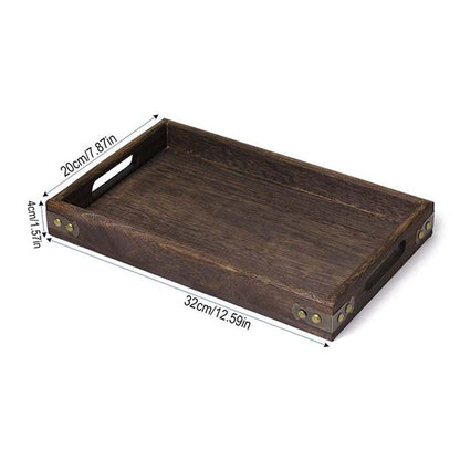 Wooden Rectangular Tea Tray Wood Tray Serving Tray Pallet Tea Cup Tray Wooden Hotel Dinner Plate Kitchen Storage Organization